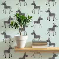 Fun Donkey Grey Sage Green Pattern