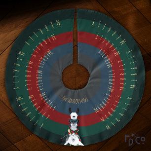 Fun Donkey Llama Sheep + All around Holiday Text Brushed Polyester Tree Skirt