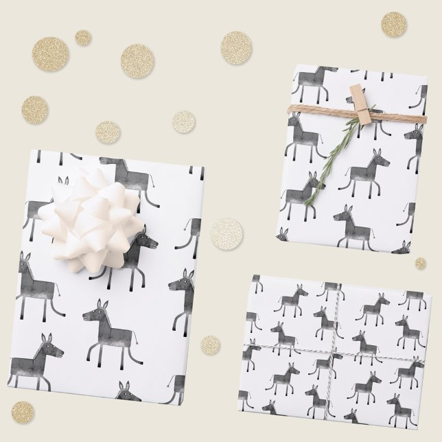 Fun Donkey Pattern Wrapping Paper Sheet (Fun donkey gift wrap paper sheets)