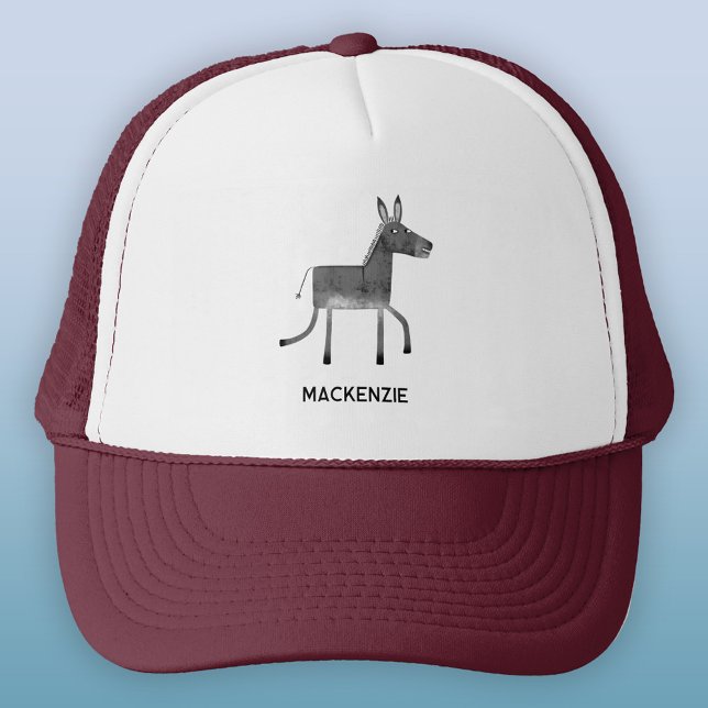 Fun Donkey Personalised Trucker Hat (Fun personalized name donkey trucker hat for animal lovers)