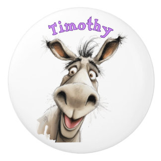 Fun Donkey Personalized Ceramic Knob