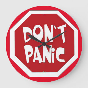 Fun Don't Panic Wall Clock! Large Clock