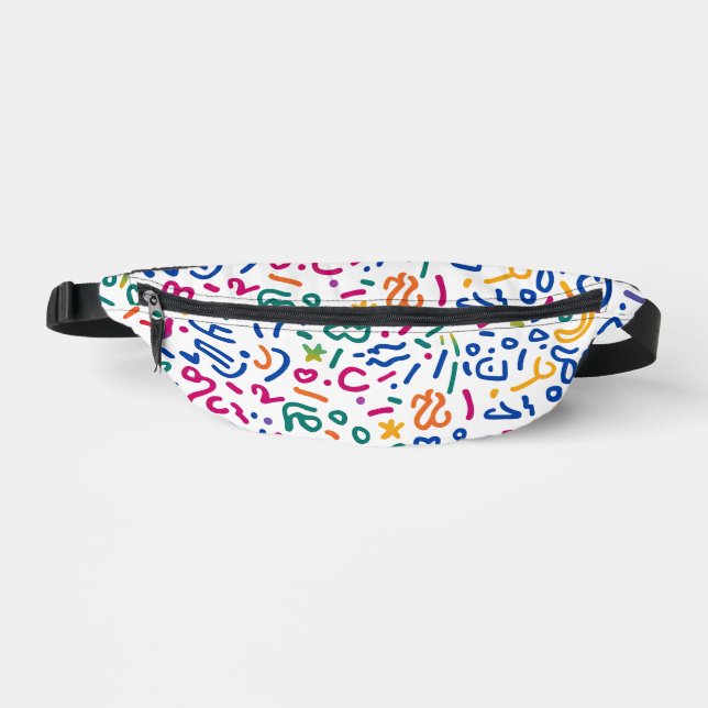 Fun doodle colourful vibrant shapes  bum bags (Front)