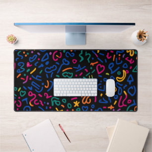 Fun doodle colourful vibrant shapes desk mat