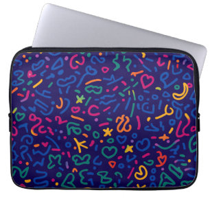Fun doodle colourful vibrant shapes  laptop sleeve
