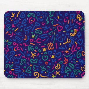 Fun doodle colourful vibrant shapes  mouse mat
