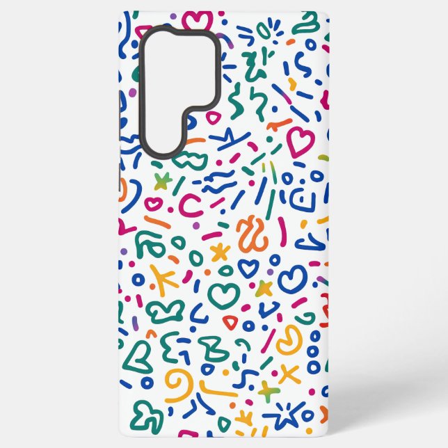 Fun doodle colourful vibrant shapes samsung galaxy s22 ultra case (Back)