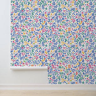 Fun doodle colourful vibrant shapes wallpaper