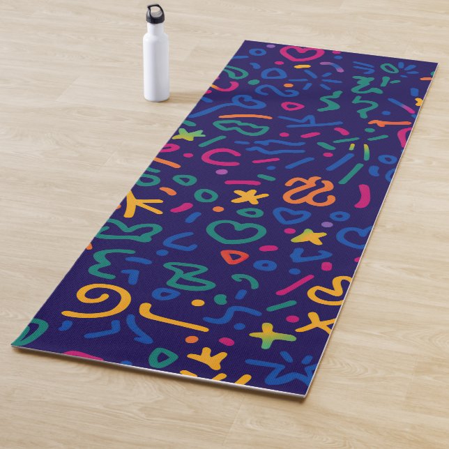 Fun doodle colourful vibrant shapes yoga mat (In Situ)