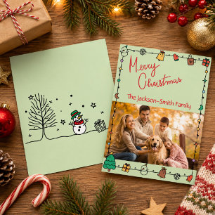 Fun  Doodle Family Photo Merry Christmas Card