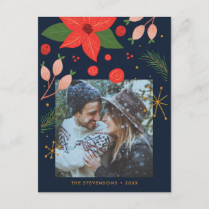 Fun Doodle Floral   Photo Holiday Card