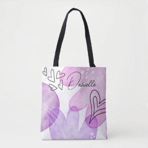 Fun Doodle Hearts and Flowers Custom Tote Bag