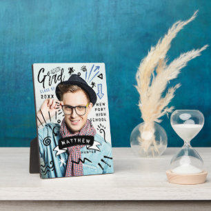 Fun Doodle Sketch Magazine Cover Grad Photo Plaque