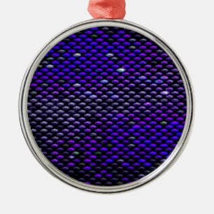 Fun Dots Black, Blue Metal Christmas Ornament