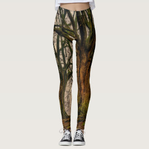 Fun Double Oak Tree Photo Print Leggings