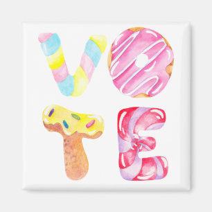 Fun Doughnuts and Candy Go Vote Magnet