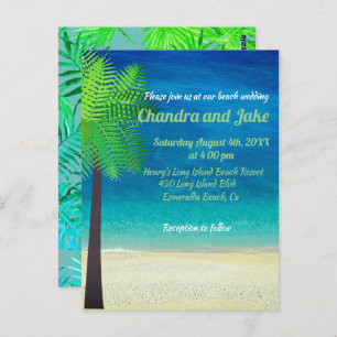 Fun dreamy beach wedding invitation postcard