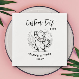 Fun Drinks on Me Cute Cat of Honour Custom Wedding Napkin