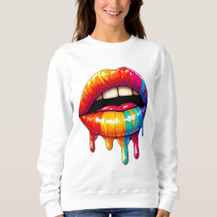 Fun "Dripping Lips" Design Sweatshirt