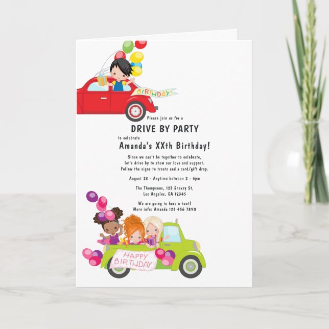 Fun Drive By Birthday Party Invitation (Front)