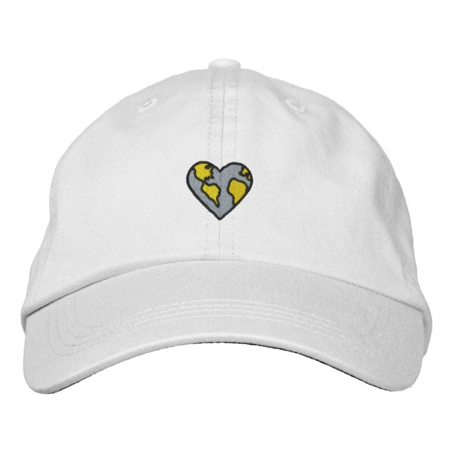 Fun Earth Heart Embroidered Icon Embroidered Hat (Front)