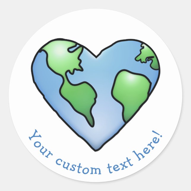 Fun Earth Heart Shaded Cartoon Style Icon Classic Round Sticker (Front)