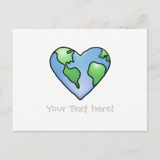 Fun Earth Heart Shaded Cartoon Style Icon Postcard