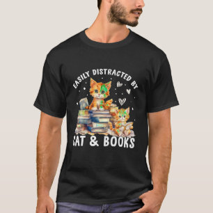 Fun Easily Distracted by Cats and Books With Mice  T-Shirt