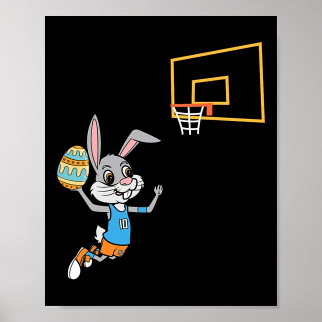 Fun Easter Egg Bunny Dunk Bysketbyll Game Easter K Poster (Front)