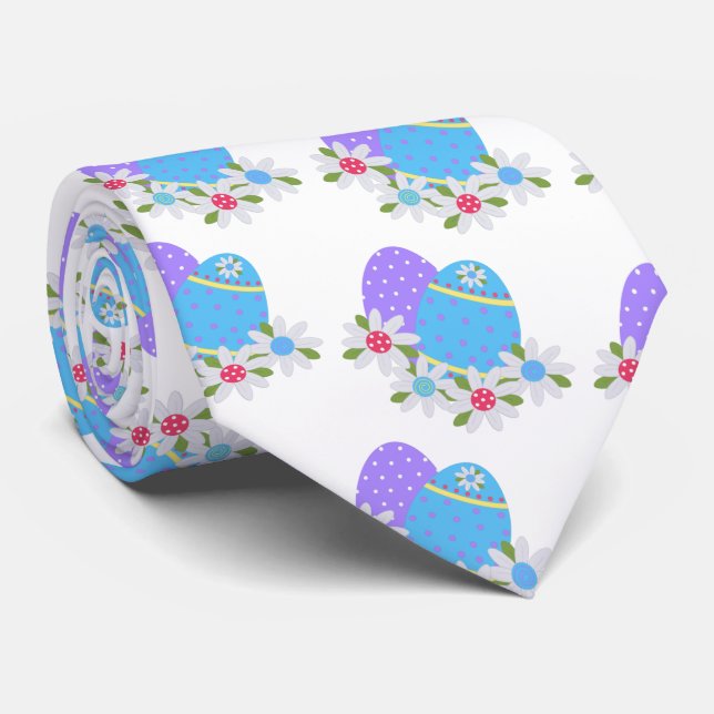 Fun Easter Egg With Purple and Blue Eggs Tie (Rolled)