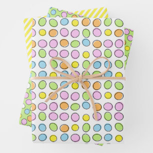 Fun Easter Eggs White Green Striped Pattern Wrapping Paper Sheet