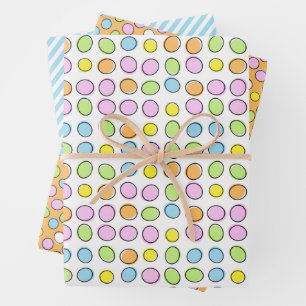 Fun Easter Eggs White Light Blue Striped Pattern Wrapping Paper Sheet