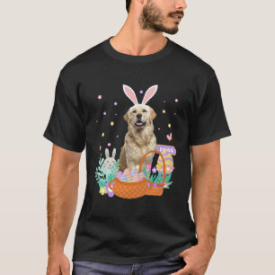 Fun easter golden retriever dog eggs hunt basket b T-Shirt