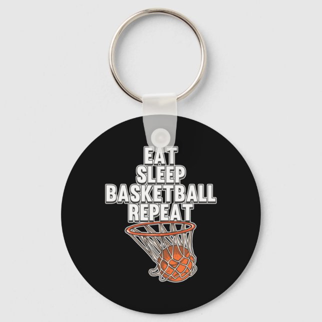Fun Eat Sleep Basketball Repeat Sports Coach Playe Key Ring (Front)