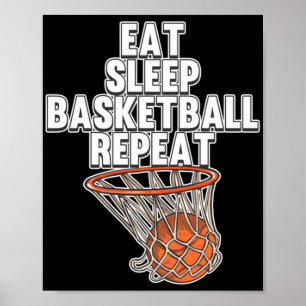 Fun Eat Sleep Basketball Repeat Sports Coach Playe Poster