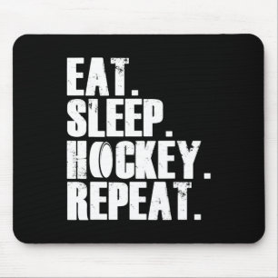 Fun Eat Sleep Hockey Repeat Gift  Men Mouse Mat