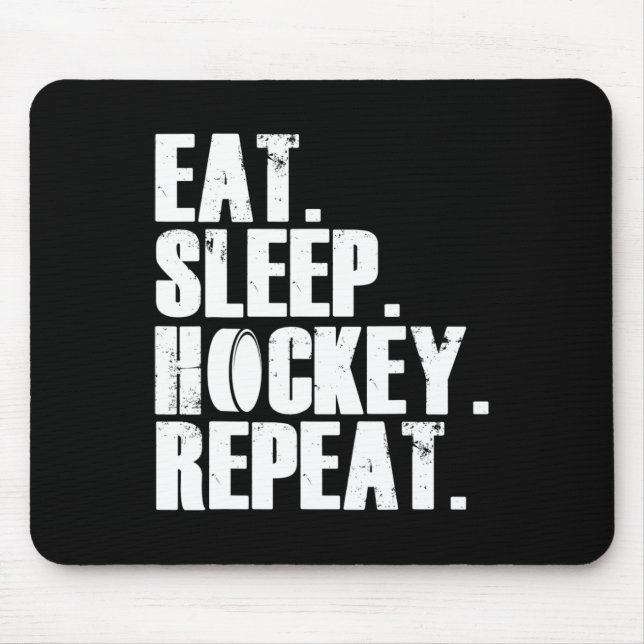 Fun Eat Sleep Hockey Repeat Gift  Men Mouse Mat (Front)
