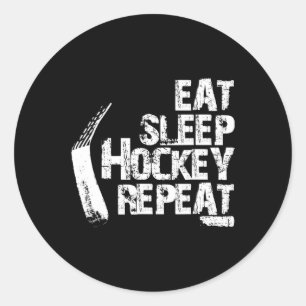 Fun Eat Sleep Ice Hockey Repeat Vintage Gift  Classic Round Sticker