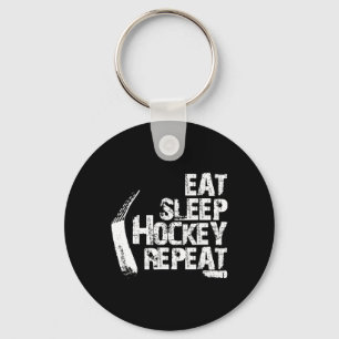 Fun Eat Sleep Ice Hockey Repeat Vintage Gift Key Ring