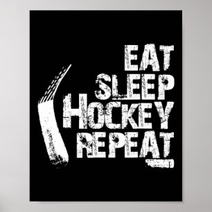 Fun Eat Sleep Ice Hockey Repeat Vintage Gift  Poster