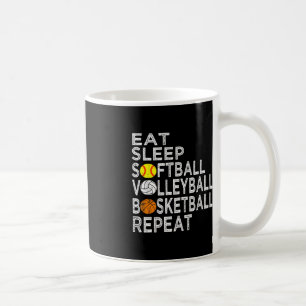 Fun Eat Sleep Softball Volleyball Basketball Boys  Coffee Mug
