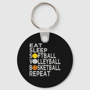 Fun Eat Sleep Softball Volleyball Basketball Boys  Key Ring