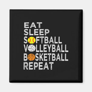Fun Eat Sleep Softball Volleyball Basketball Boys Magnet
