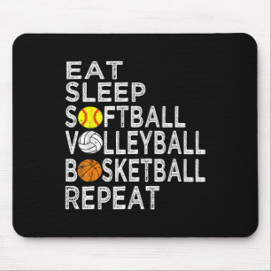Fun Eat Sleep Softball Volleyball Basketball Boys  Mouse Mat
