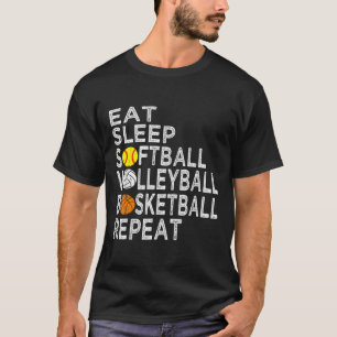 Fun Eat Sleep Softball Volleyball Basketball Boys  T-Shirt