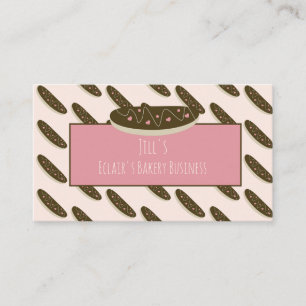 Fun Eclair Doughnuts Hearts Pink Bakery Business Card