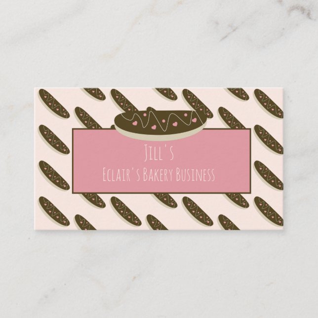 Fun Eclair Doughnuts Hearts Pink Bakery   Business Card (Front)