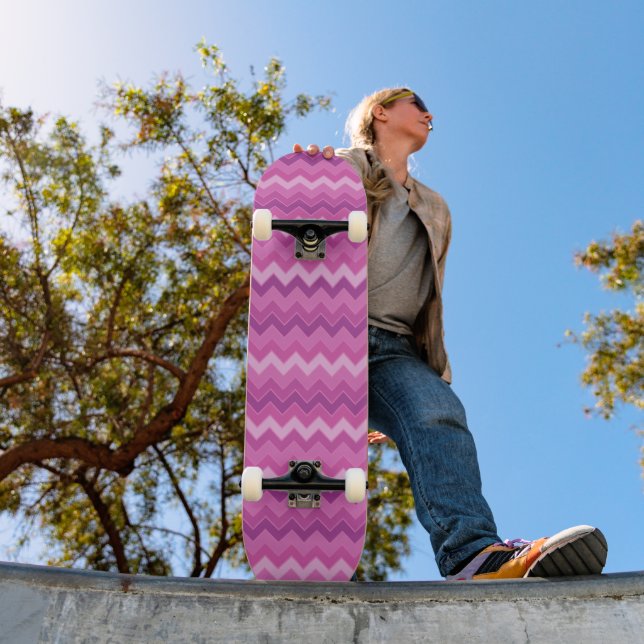 Fun Edgy Pink Zig Zag Skateboard (Outdoor 1)