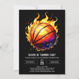 Fun Editable Elegant Basketball Birthday  Invitation