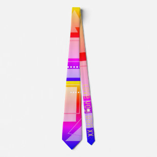 FUN EIGHTIES RETRO NEON FLUORO COLOR SHAPE PATTERN TIE